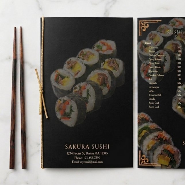 Menu Restaurant de sushi japonais moderne élégant  (Créateur téléchargé)