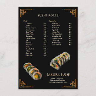 Menu Restaurant de sushi japonais moderne simple