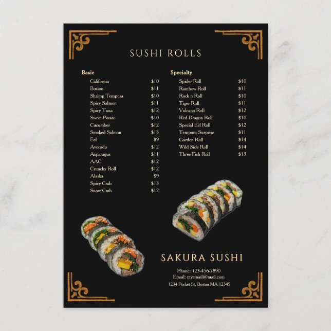 Menu Restaurant de sushi japonais moderne simple (Devant)