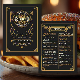 Menu Restauration Rétro Hamburger et Grill d'Autrefois