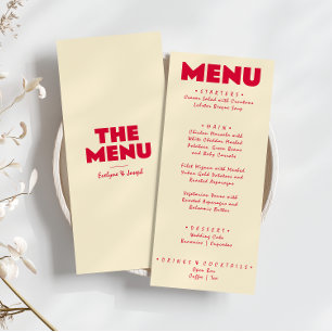 Menu Retro Coloré brillant Funky Gras Mariage moderne