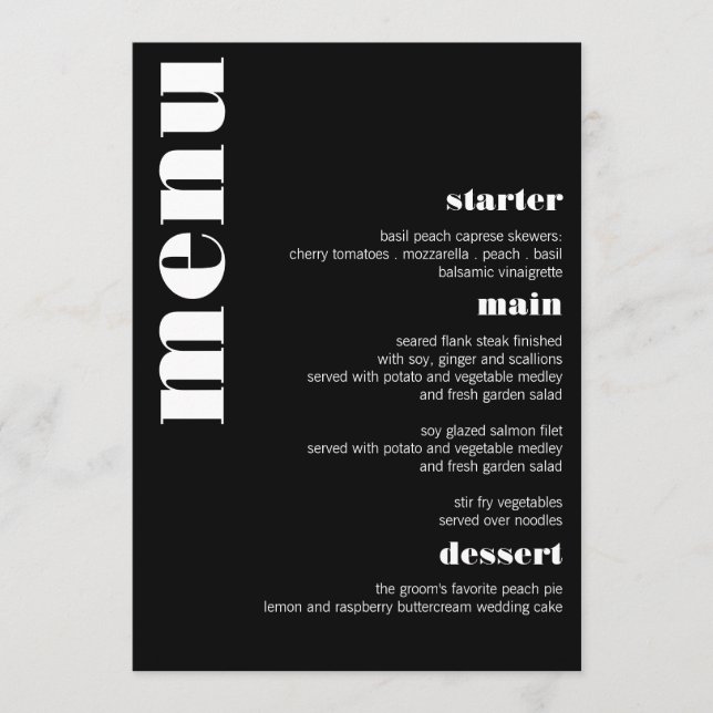 Menu Rétro moderne minimaliste et Mariage gras (Devant)