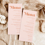 Menu Retro Peach et Mariage de crème<br><div class="desc">Parfait pour un thème mariage rétro qui capture une ambiance mariage funky. Ce menu boho disco mariage ajoute une touche de disco mariage, rehaussant l'esthétique rétro mariage avec des éléments mariages éclectiques. Idéal pour un mariage super ou un mariage hippie, son mariage pêche et son thème mariage couché de soleil...</div>
