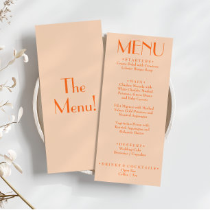 Menu Retro Peach Orange Colorful Bold Mariage unique