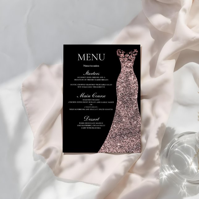 Menu Robe rose or Anniversaire Fête des mariées de fête (Créateur téléchargé)
