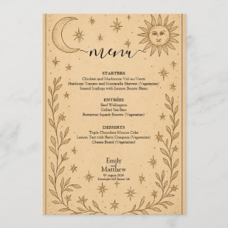 Menu Romance céleste Conception mystique céleste