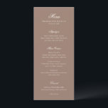 Menu Romantic Brown Elegant Wedding<br><div class="desc">This design is part of a romantic and elegant wedding invitation suite.</div>