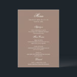 Menu Romantic Brown Elegant Wedding<br><div class="desc">This design is part of a romantic and elegant wedding invitation suite.</div>