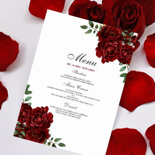 Menu Romantique Bourgogne Rouge Rose Mariage
