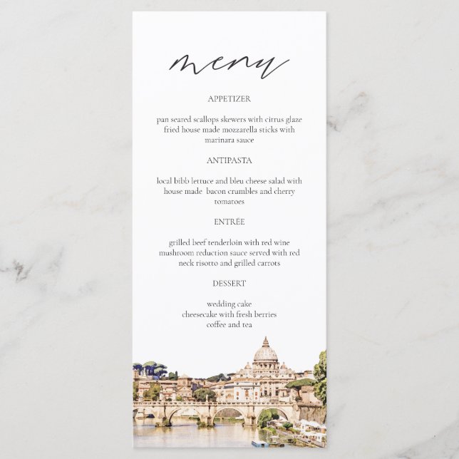 Menu Rome Italie Skyline Destination Voyage Mariage (Devant)