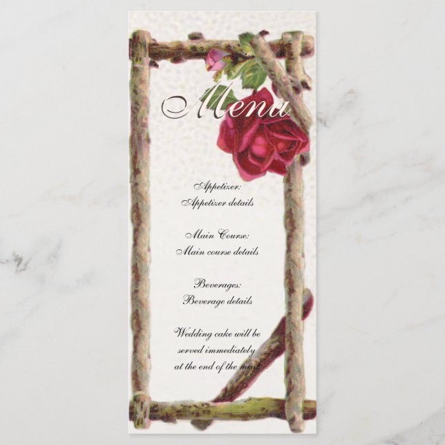 Menu Rose ancienne vintage rustique victorienne antique (Devant)