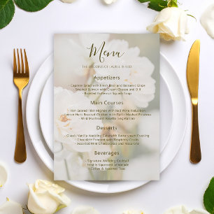 Menu Rose blanche délavée Fleurie Photo Mariage romanti