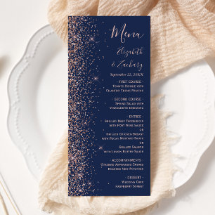 Menu Rose bleu de la marine moderne Parties scintillant