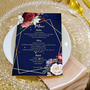 Menu rose bleu marine bordeaux menu mariage