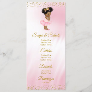 Menu rose de princesse baby shower d'or