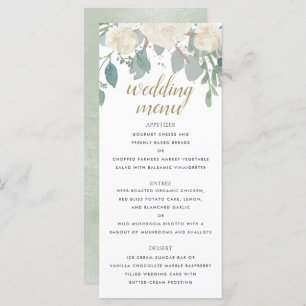 Menu Rose d'hiver Blanc or Mariage Floral