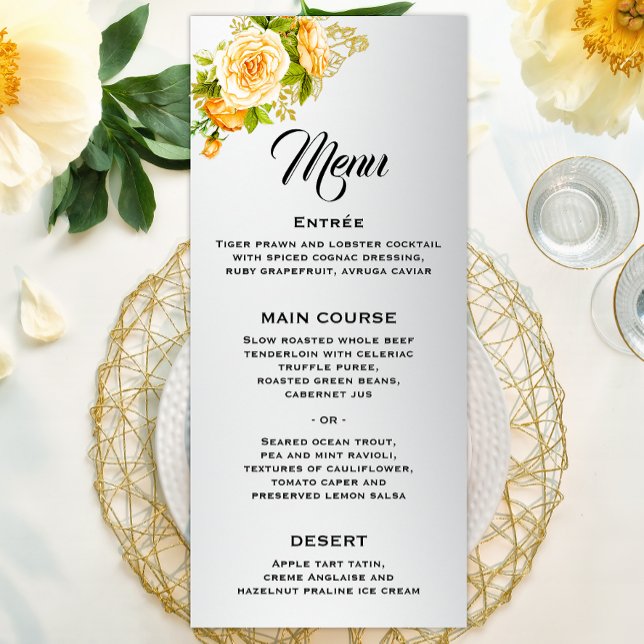 Menu Rose d'or Elegance Mariage d'argent (Créateur téléchargé)