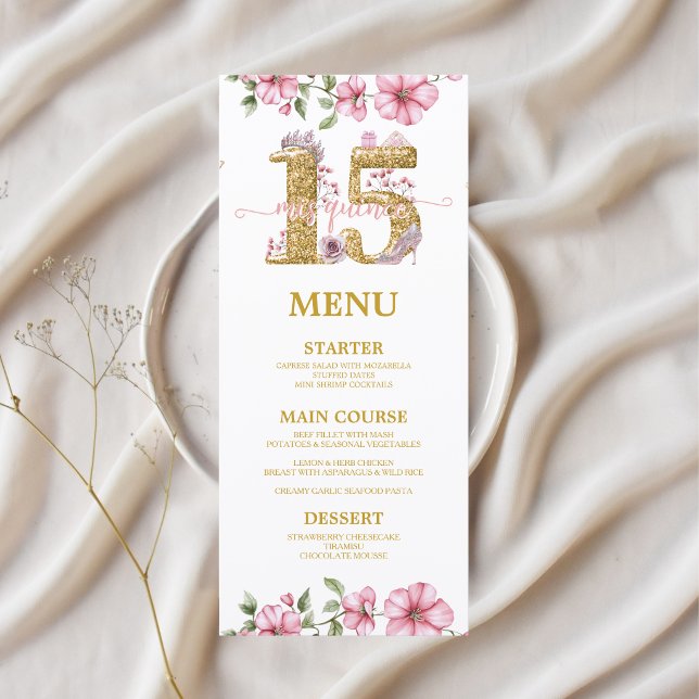 Menu Rose Doré Mis Quince Quinceañera (Créateur téléchargé)