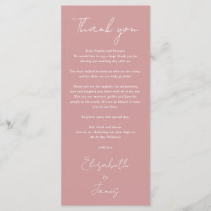 Menu Rose Dusty minimaliste Merci Mariage Place Card