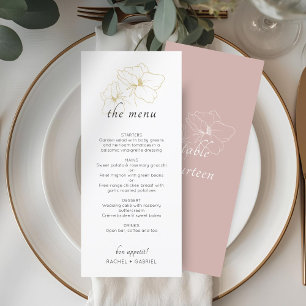 Menu Rose et blanc poussiéreux Mariage floral chic