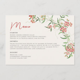 Menu Rose Fleur Sauvage Rose Rose Printemps Mariage