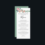 Menu Rose Floral Vert Aquarelle Mariage de couronne<br><div class="desc">Un programme de mariage élégant avec des eucalyptus et des fleurs roses de couronnes d'aquarelle.</div>