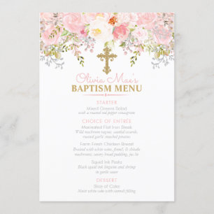 Menu Rose Garden Girl Baptism Custom 5x7 Event