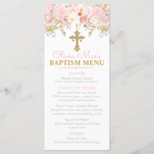 Menu Rose Garden Girl Baptism Événement personnalisé