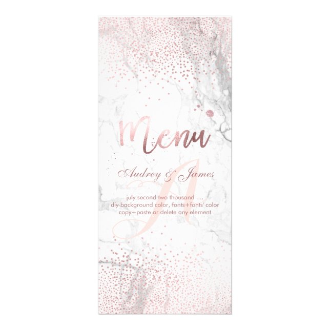 Menu Rose Gold Faux Brillants + Marbre de PixDezin (Devant)
