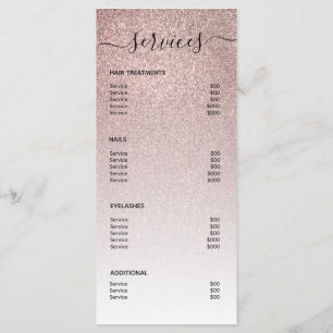 Menu Rose Gold Parties scintillant Hair Salon de maquil