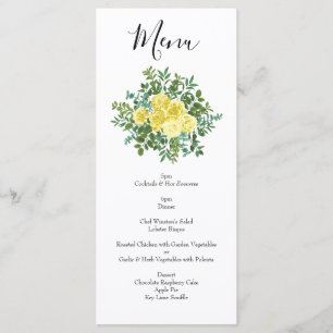 Menu Rose jaune clair Mariage vintage printemps