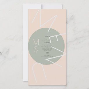 Menu rose Mariage circulaire  cardiaque monogramme