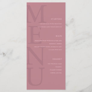 Menu Rose moderne Dusty Mariage minimaliste