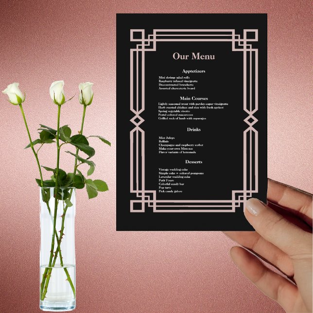 Menu Rose moderne Gold Frontière Marine Black Mariage D (Créateur téléchargé)