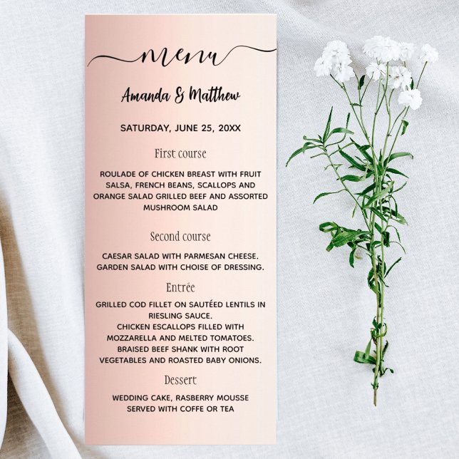 Menu rose or élégant mariage (Créateur téléchargé)