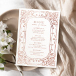 Menu Rose or élégant romantique orné mariage vintage<br><div class="desc">Elégant design vintage orné cadre en couleur or faux rose,  romantique et sophistiquée,  cartes de menu pour mariage vintage,  mariage formel romantique et mariage de luxe d'hiver. Voir toutes les pièces correspondantes dans la collection.</div>