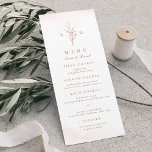 Menu Rose or simple élégant feuille monogramme mariage<br><div class="desc">Initiales monogrammes et élégants feuilles botaniques illustrés à la main,  détails du menu en écriture élégante et police classique,  simple et luxe. Grand faux rose or et menu rose vif pour mariage classique moderne,  mariage classique simple,  élégant mariage botanique de jardin. Voir toutes les pièces correspondantes dans la collection.</div>