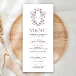 Menu Rose Poussiéreuse Blanche Chinoiserie Blason Maria