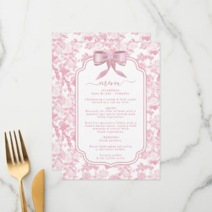 Menu Rose rose blanc Chinoiserie Fête des mariées