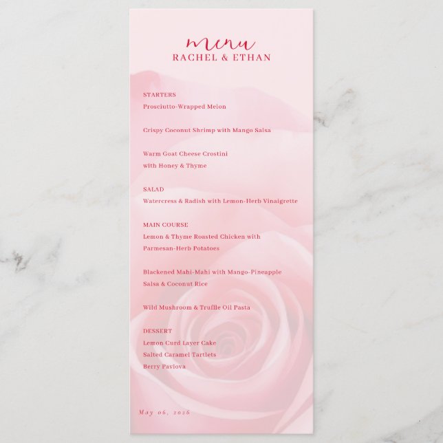Menu Rose Rose Romantique (Devant)