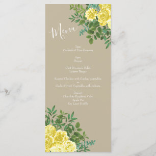 Menu Rose Vintage Jaune Mariage élégant
