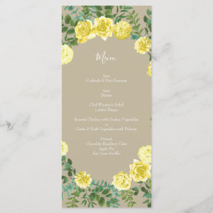 Menu Rose Vintage Jaune Mariage élégant
