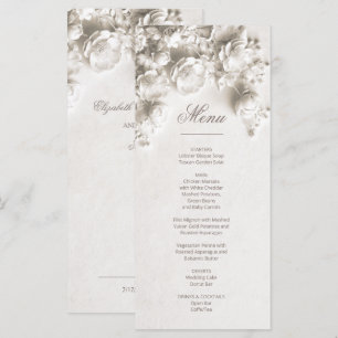 Menu Roses 3D Fleurs Sculpturales Ivoire