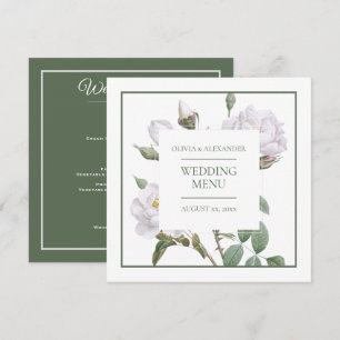 Menu Roses blanches Élégant Mariage floral