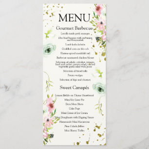 Menu Roses blanches et blanches monogrammes et éclabous