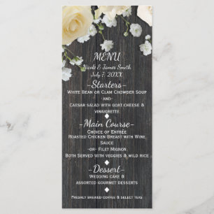 Menu Roses blanches et haleine de bébé sur le Mariage d