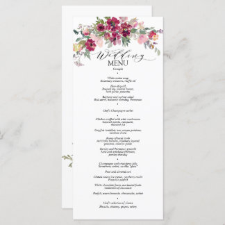 Menu Roses d'aquarelle bordeaux et roux