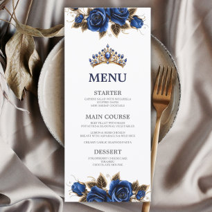 Menu Roses de Quinceañera Couronne de Tiara Bleu Marine