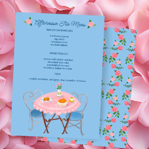 Menu Roses de Tea Party Mignon PERSONNALISÉ