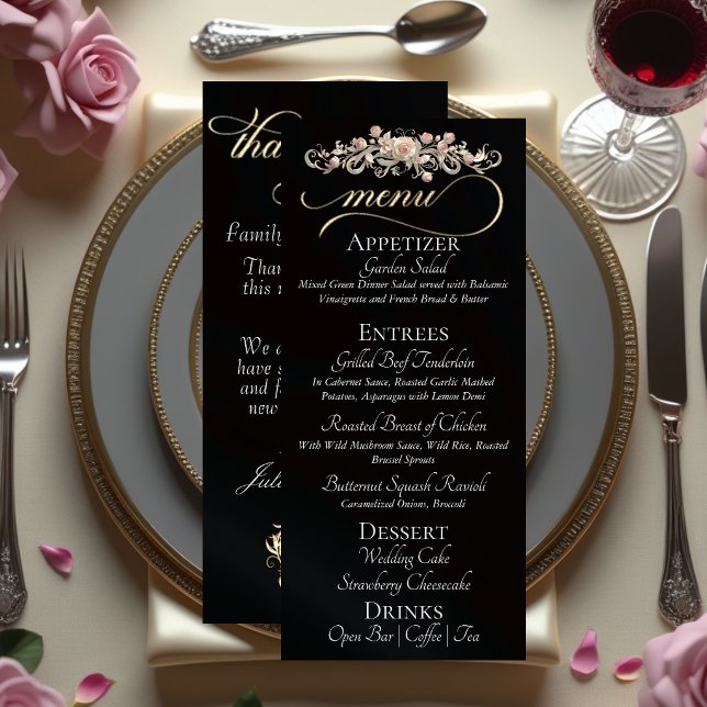Menu Roses noires, Cœur & Merci (Créateur téléchargé)